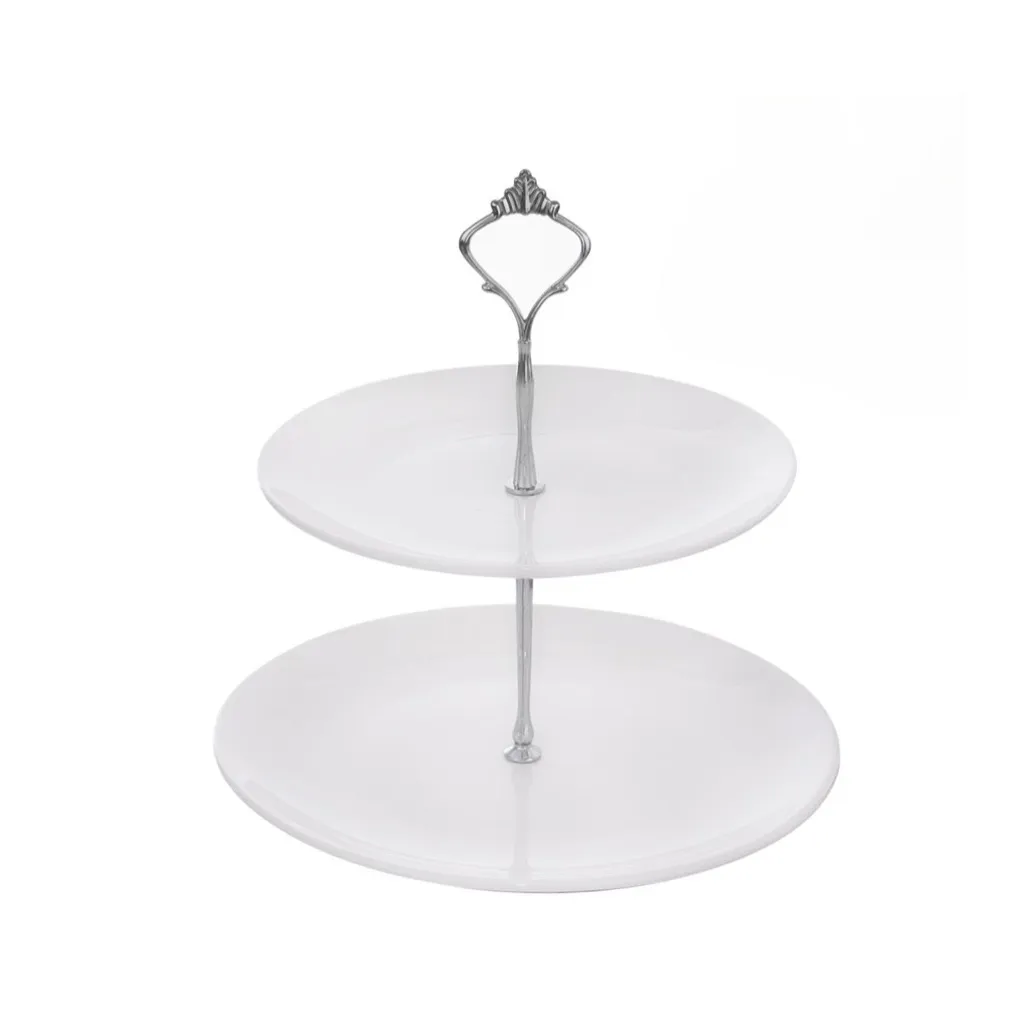 Etažérka dortová dvoupatrová stříbrná