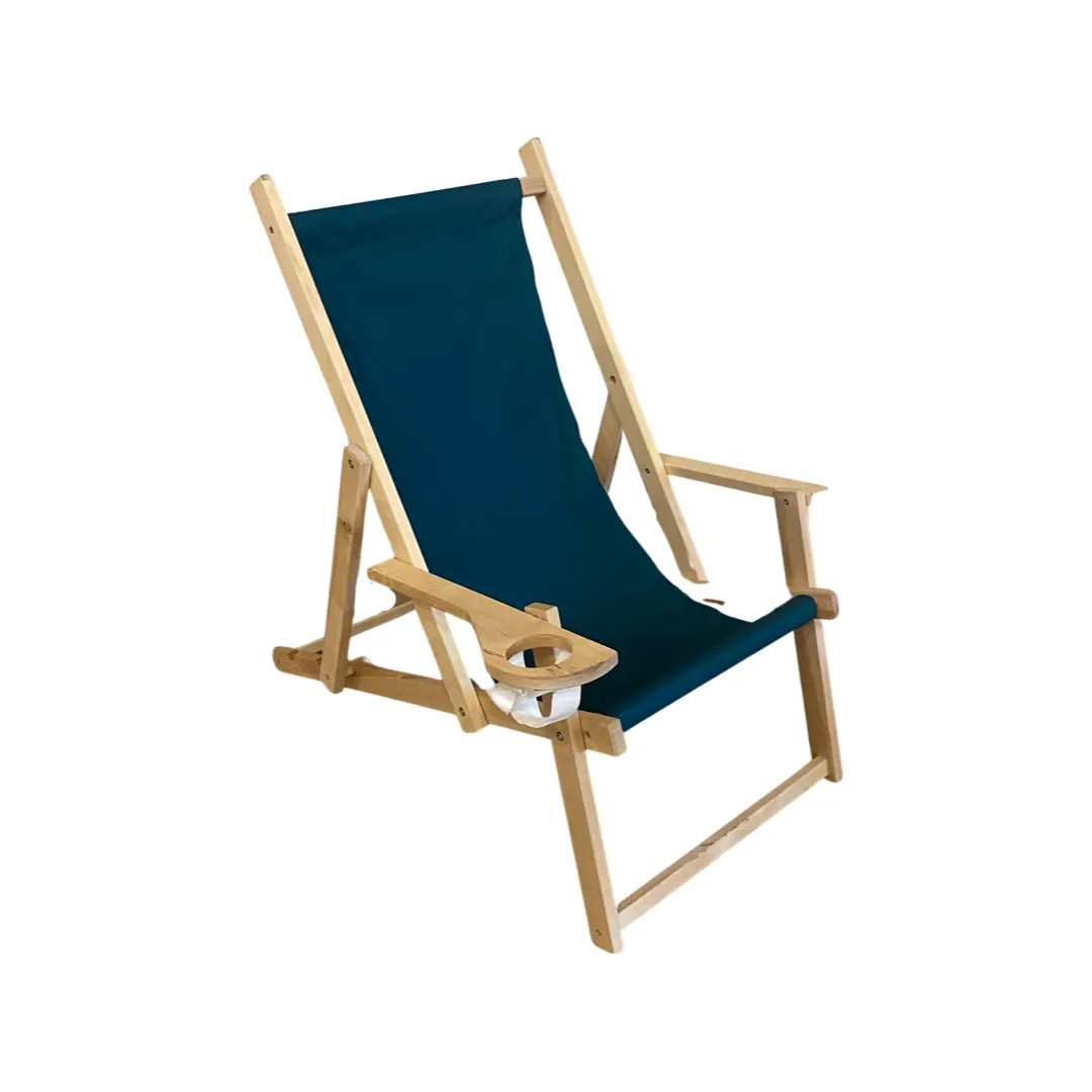 Lehátko plážové tmavě zelené s držákem na nápoj