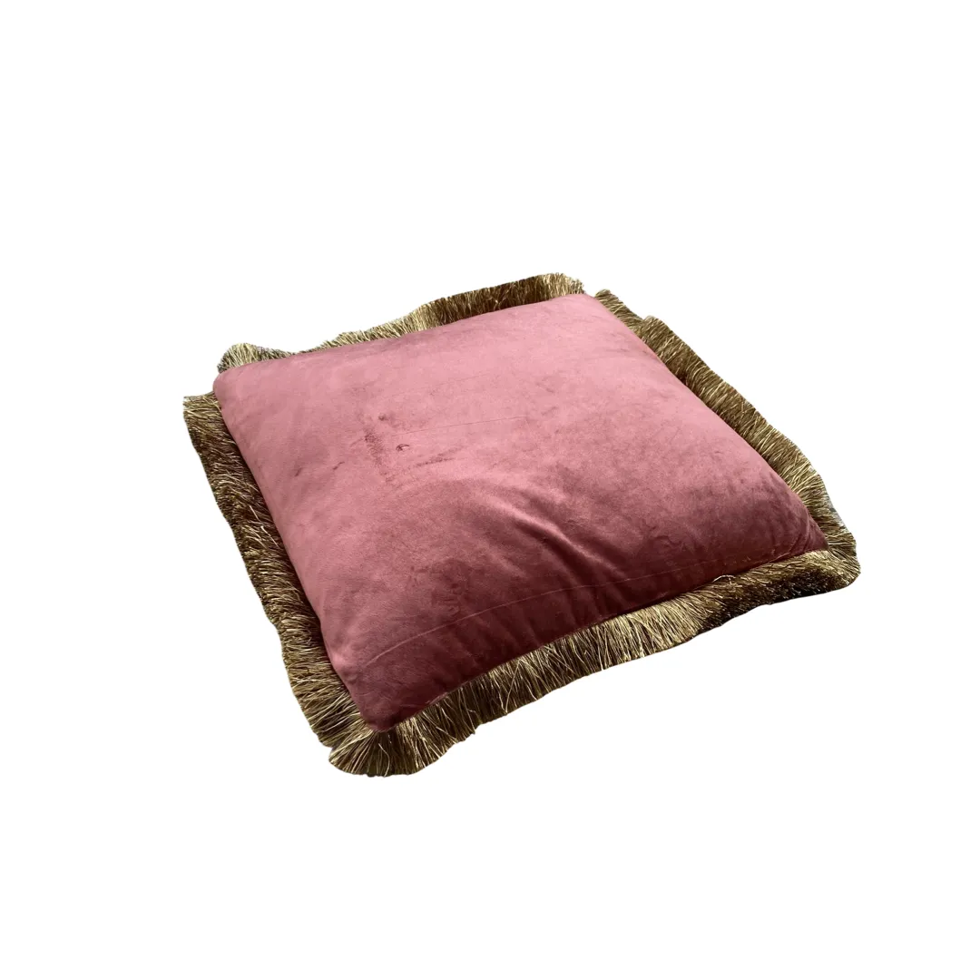 Polštářek oboustranný růžový s třásněmi