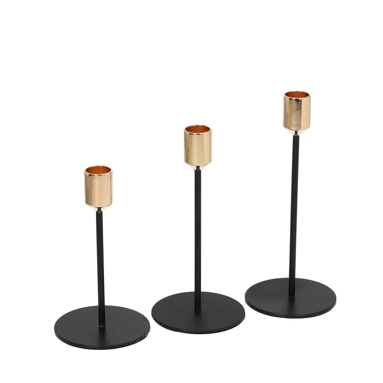 Svícen v černé a zlaté barvě kovový