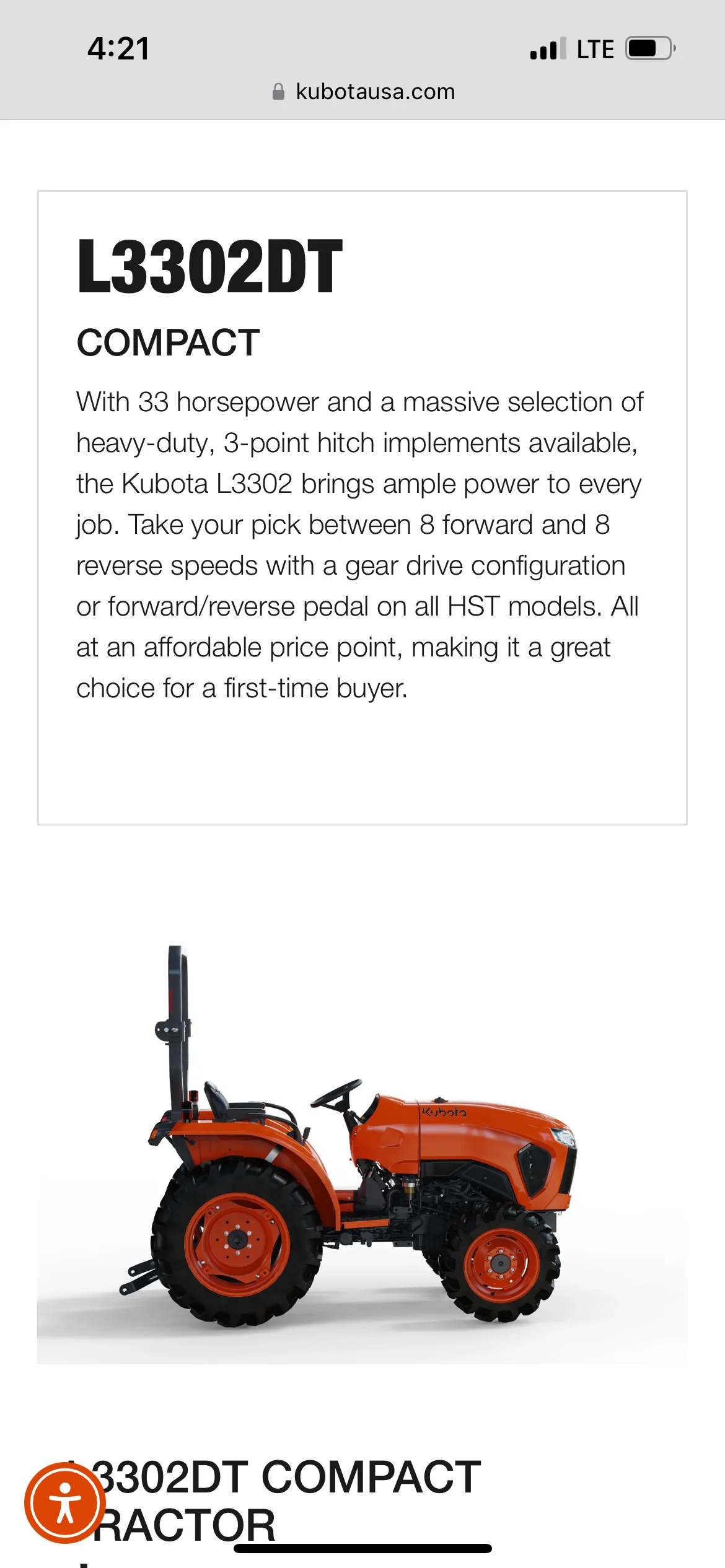 Compact tractor with Front End Loader