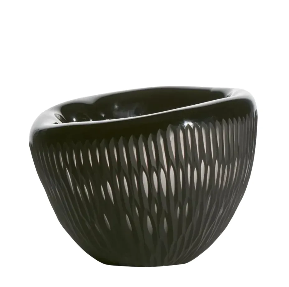 Fossil Low Glass Vase Brown
