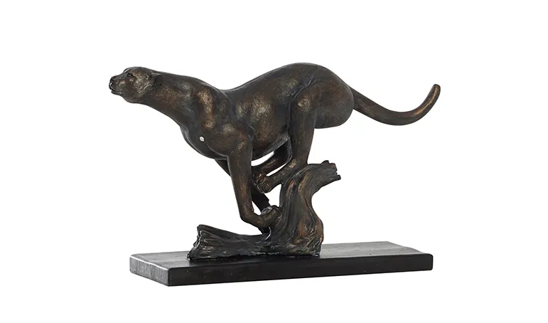 Resin pewter jaguar statue