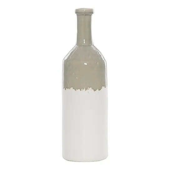 Ceramic green / white vase tall