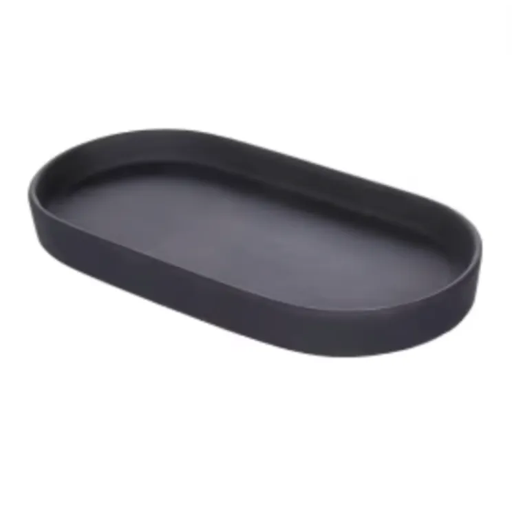 Ceramic black soft touch oval platter 