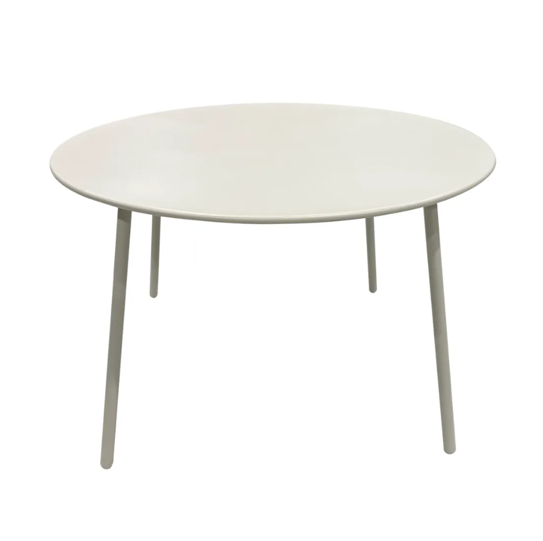 Outdoor 4 Seater Round Metal Dining Table Beige 120cm