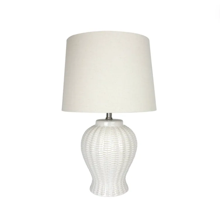 Ceramic Cream Basket Weave Lamp