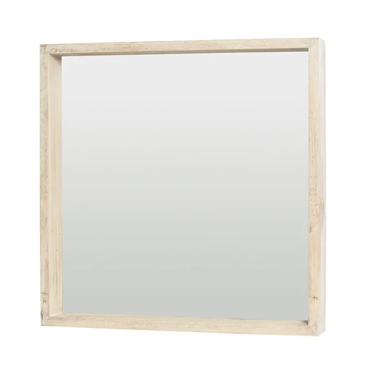 Whitewash square wooden mirror 60 x 60cm