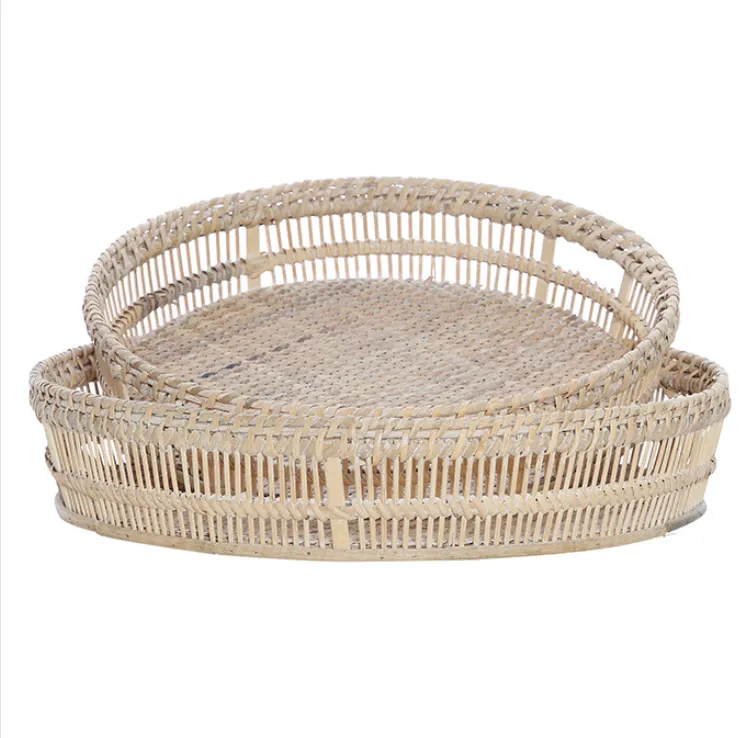Light Pink Cane Tray Round