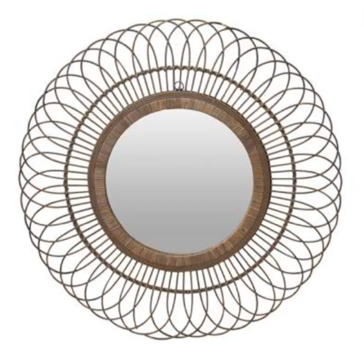 Rattan Weave Round Mirror 80cm
