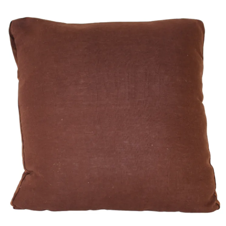 Red Burgundy linen with velvet side poly cushion