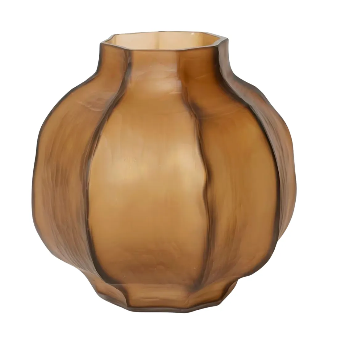 Amber Glass Round Vase