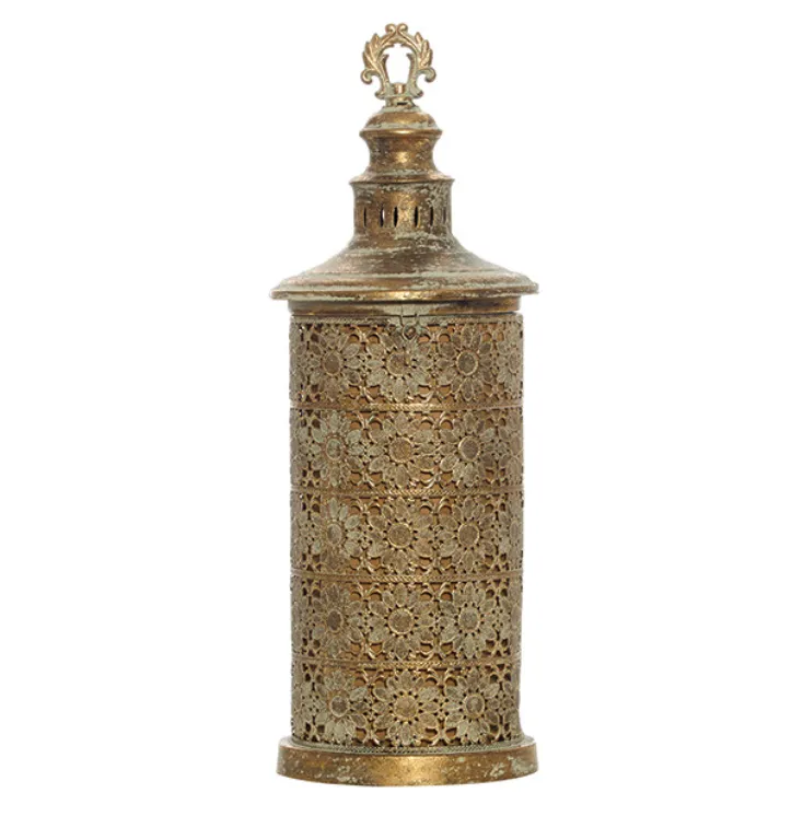 Gold metal lidded lantern