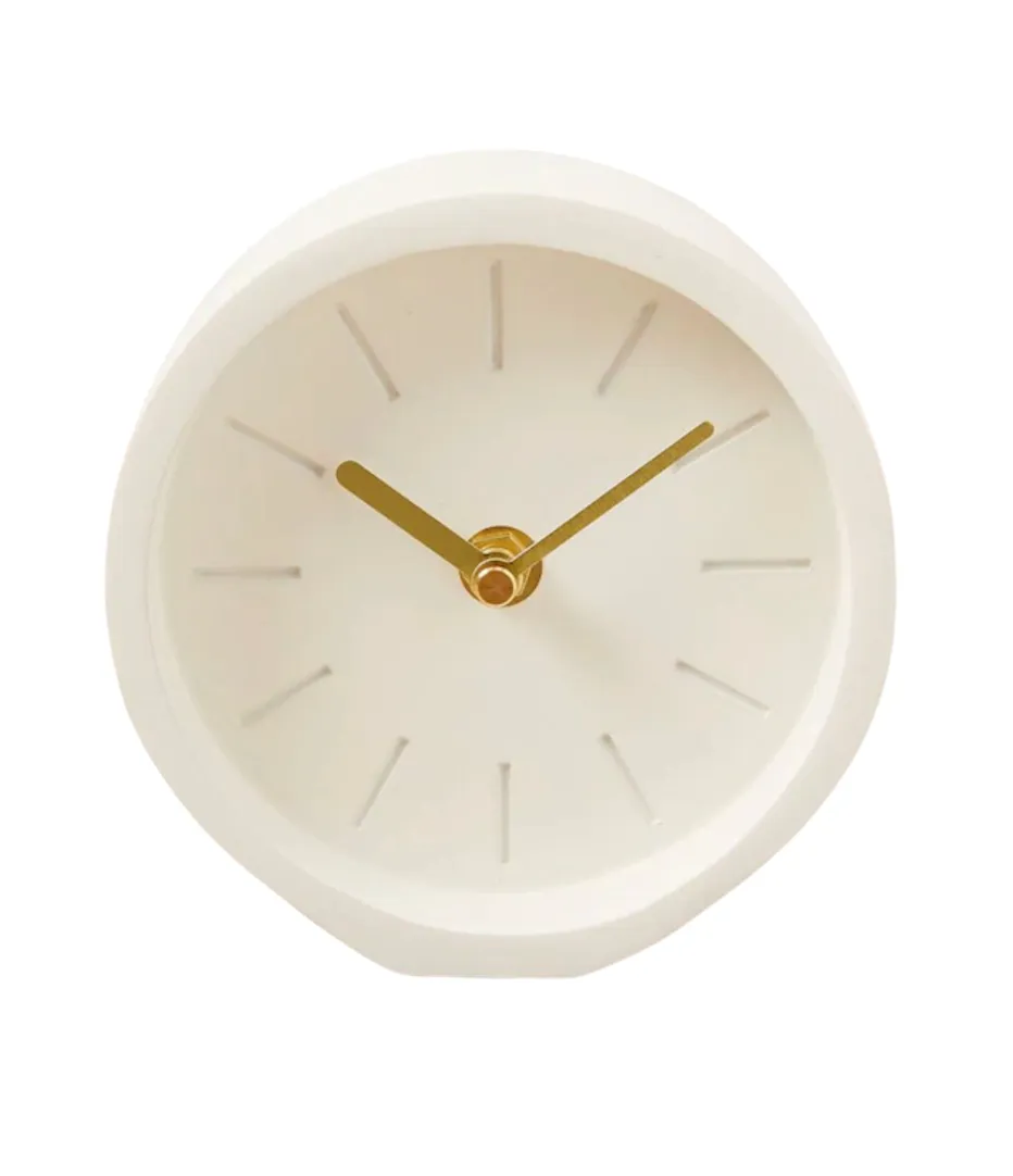 Desk clock- white /gold sml