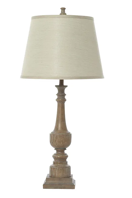 Resin wood chateau lamp