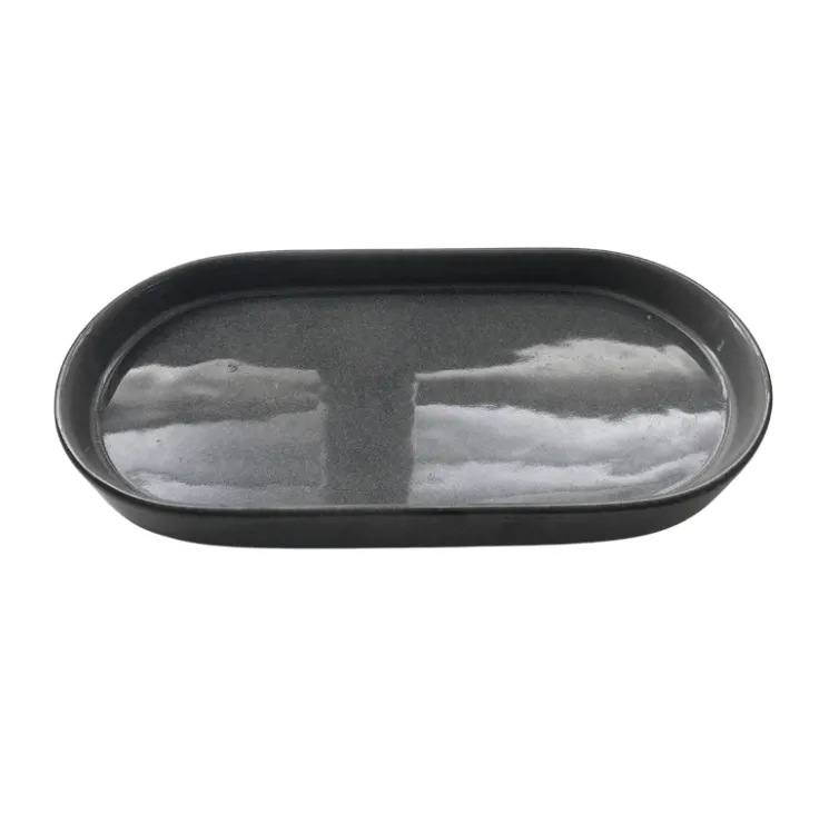 Ceramic Grey Oval Tray