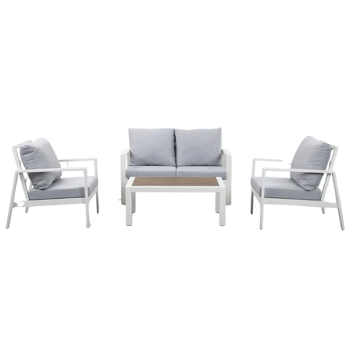 Outdoor 4 Piece Lounge Setting White / Grey