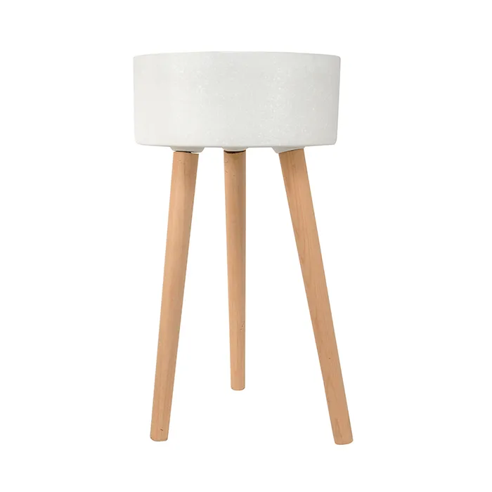 Cream concrete tri leg planter med