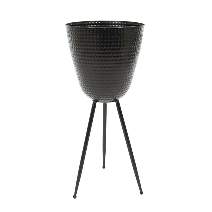 Black metal tripod planter lge