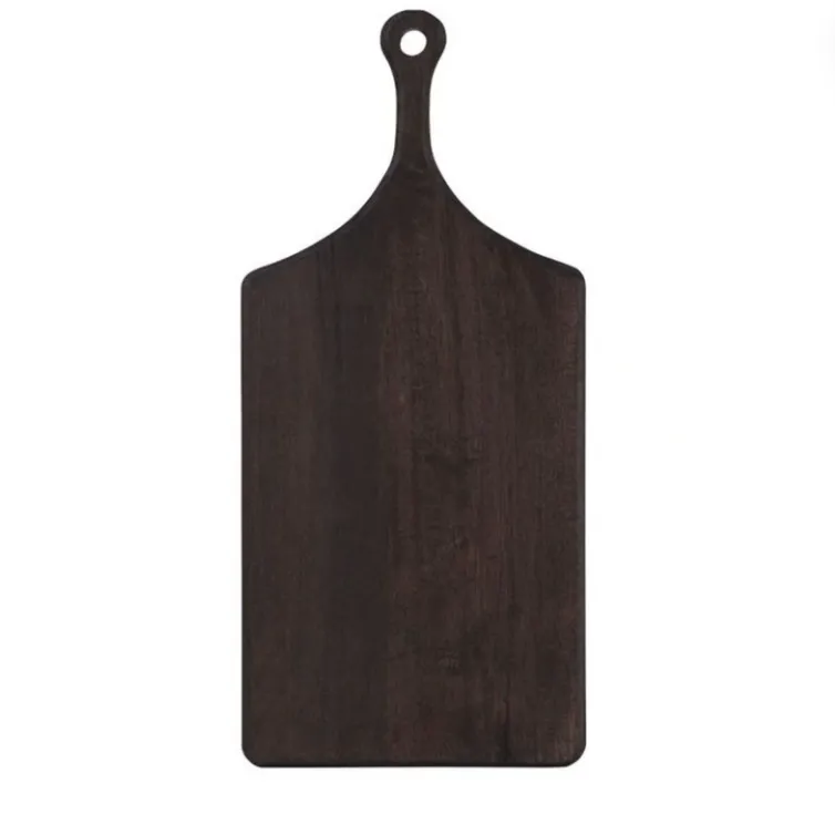 Black Black Wooden Board With Handle Rectangle