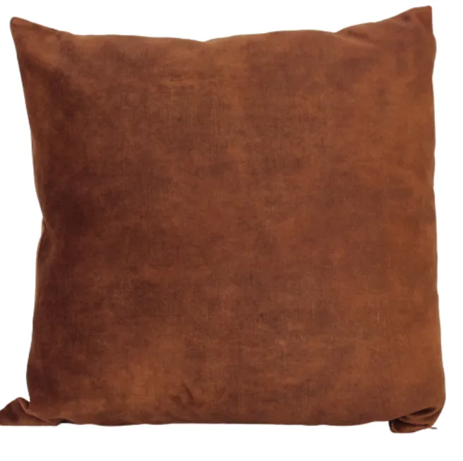 Rust velvet feather cushion