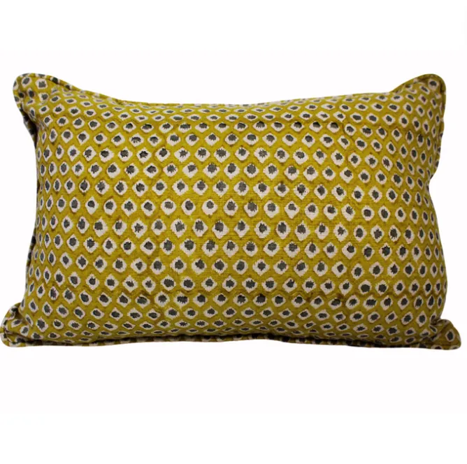 Walter mustard / grey spot block print feather lumber