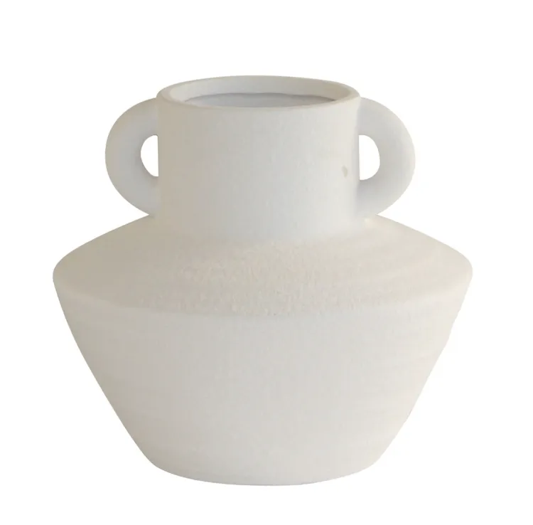 Ceramic white with handle vase large