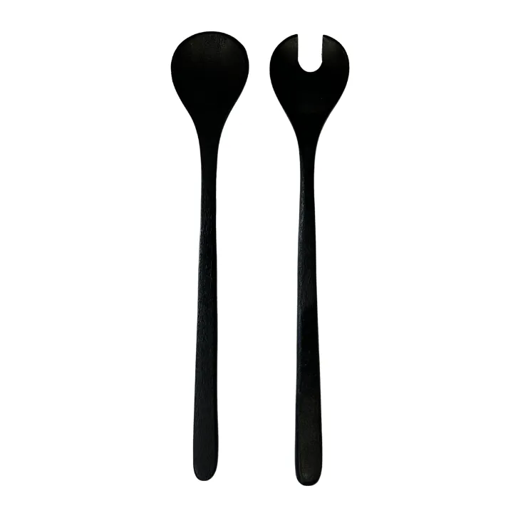 Black Wooden Salad Servers