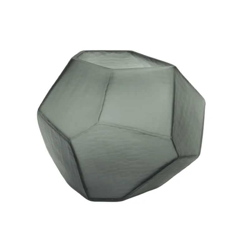 Honeycomb Hand Cut Glass Round Vase 