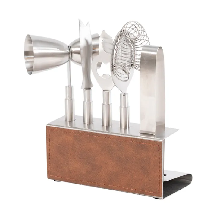 Bar set leather brown