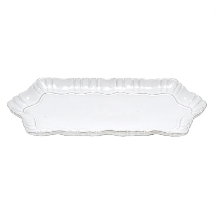 Terracotta white rect platter lge
