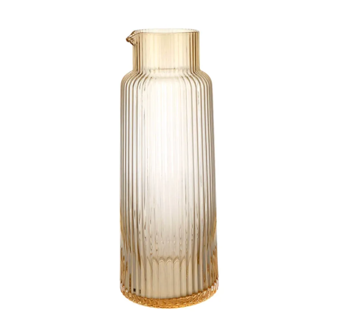 Amber Glass Ribbed Jug