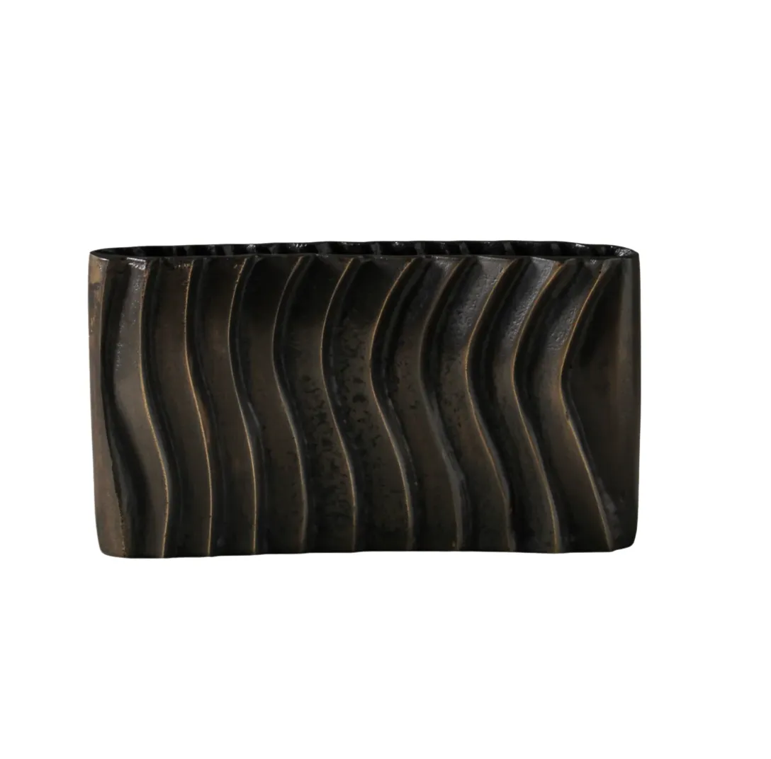 Brass Black Metal Wiggle Vase