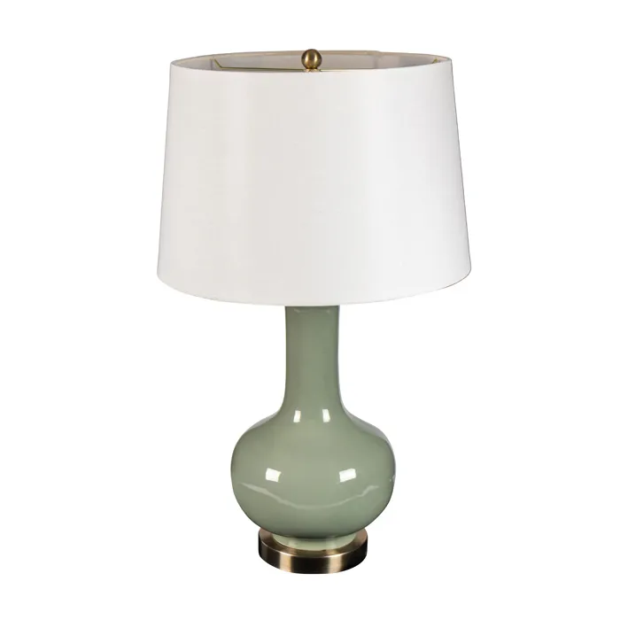 Sage ceramic brass base thin neck lamp