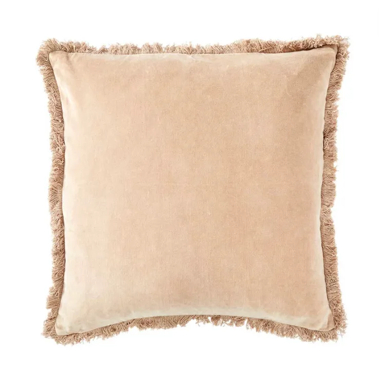 Oat Velvet With Fringe Cushion