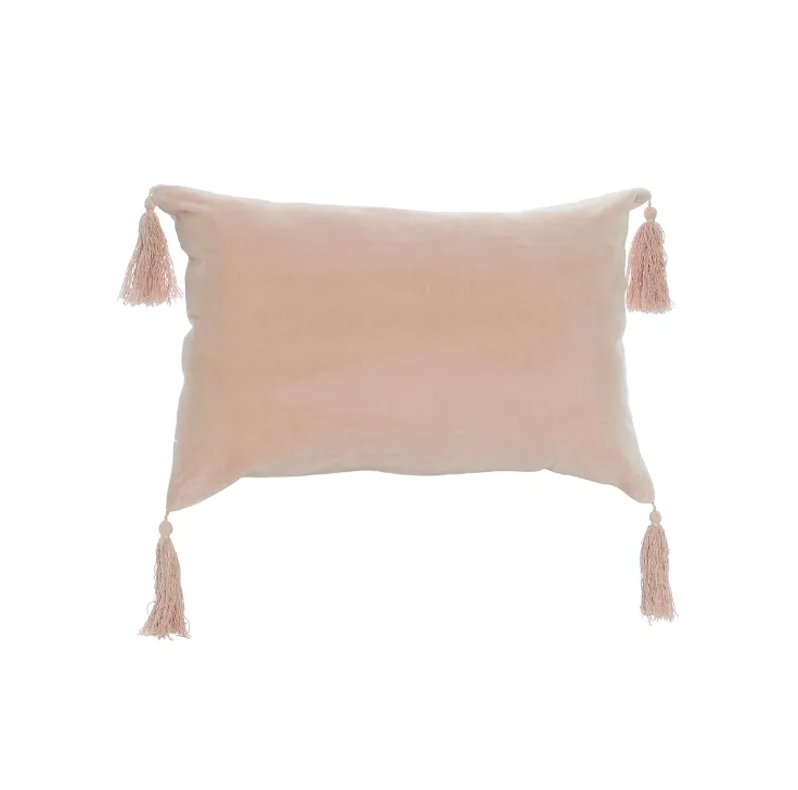 Pink Velvet tassel poly lumber cushion small