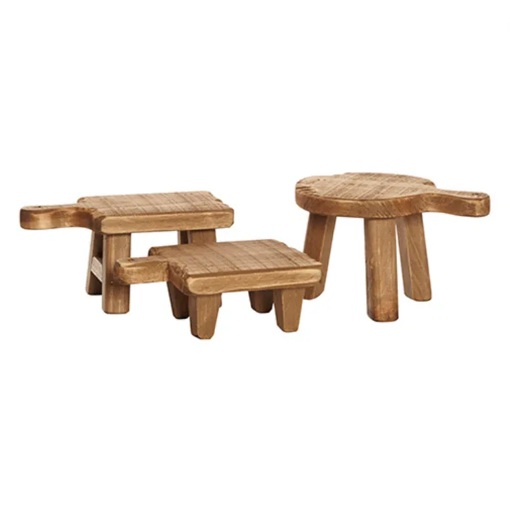 Wooden Pedi stool chopping boards 3 ass