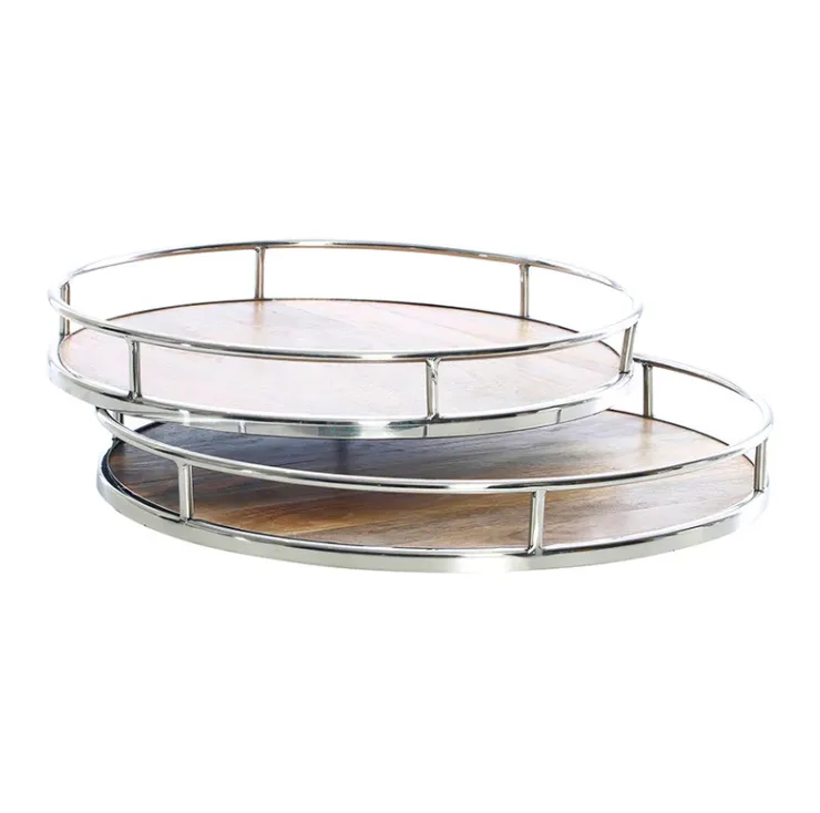 Metal & Mango Wood Round Tray
