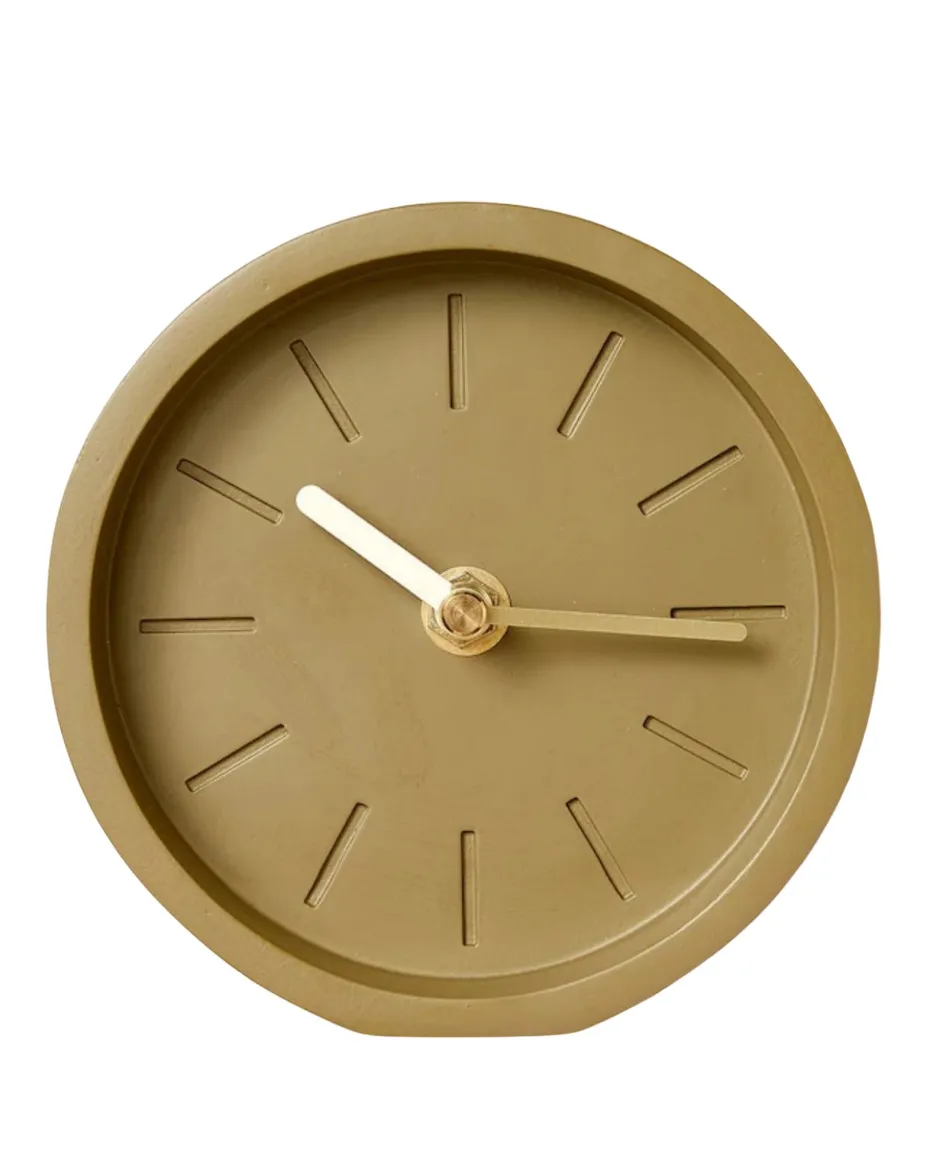 Desk clock- olive / gold sml