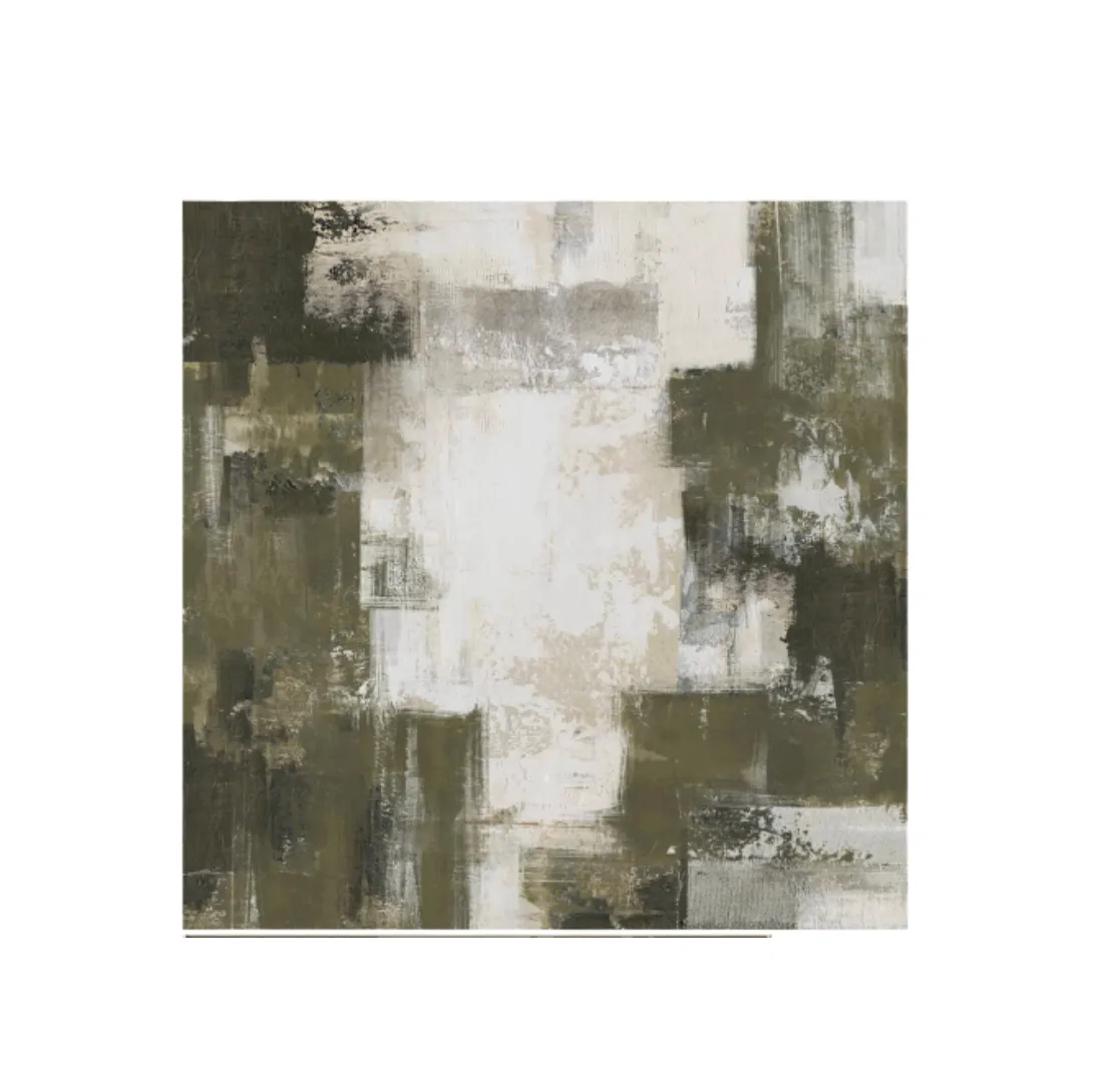 Nidhi A Hand Painted Green Square Canvas Artwork