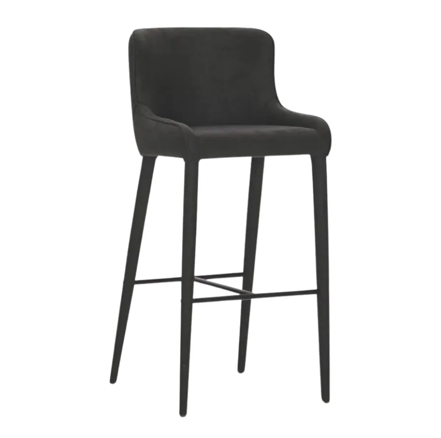 Black Vegan Leather Bar Stool