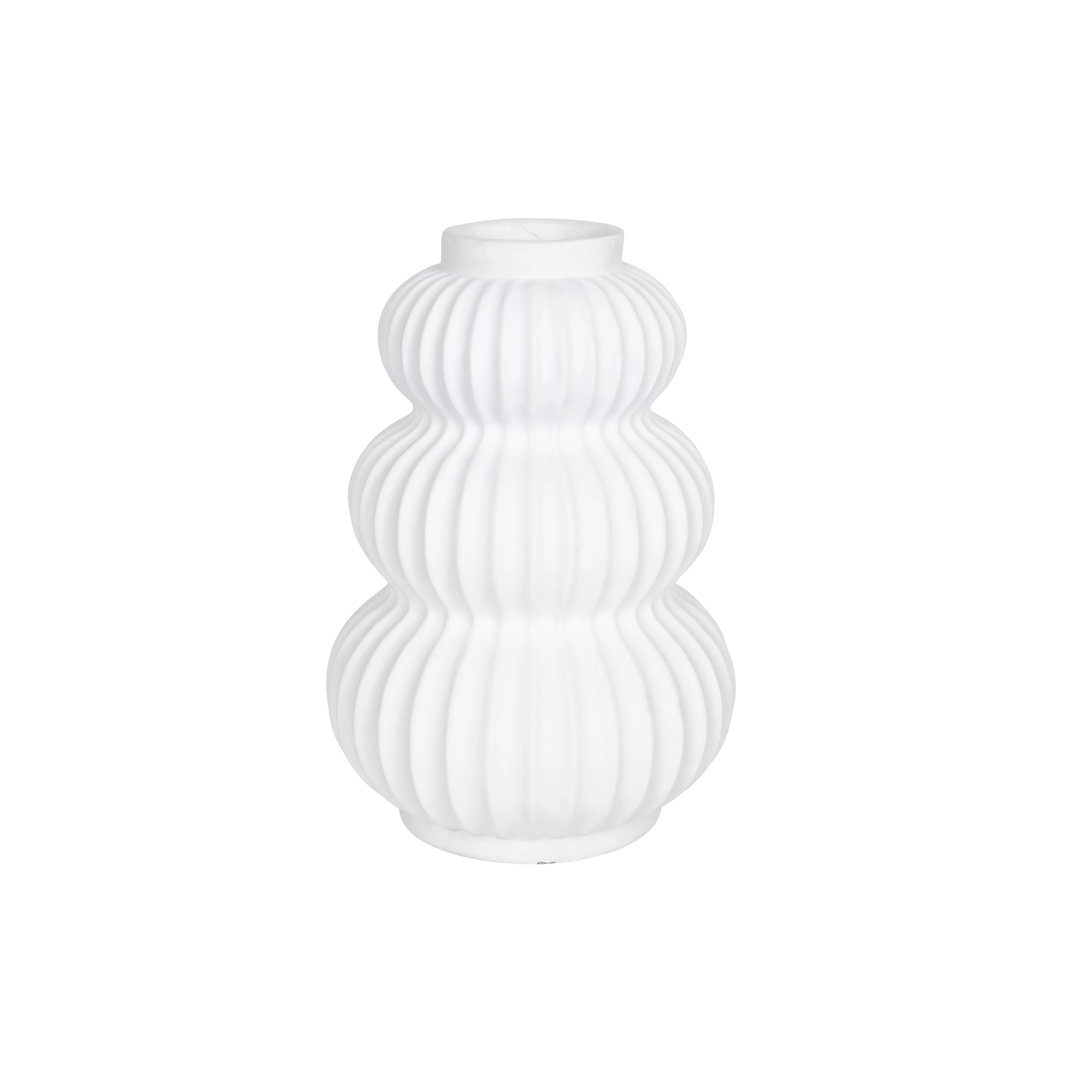 White Resin Ribbed Urchin Vase Lge