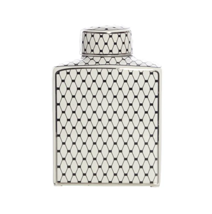 Wht/ blk netting ginger jar rect sml