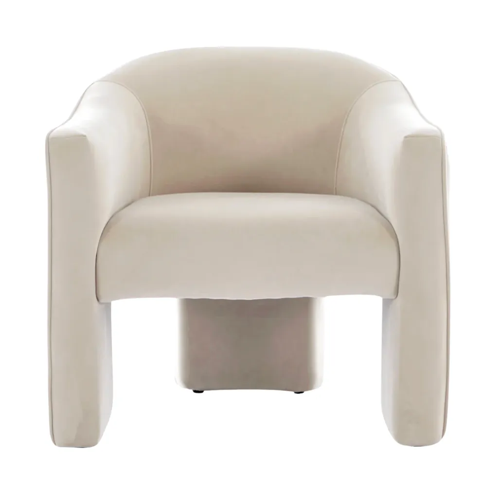 Beige Velvet Armchair