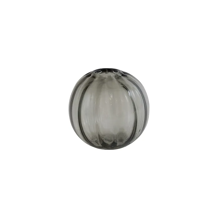 Glass grey round vase small