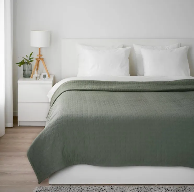 Moss Green Herringbone Coverlet Set
