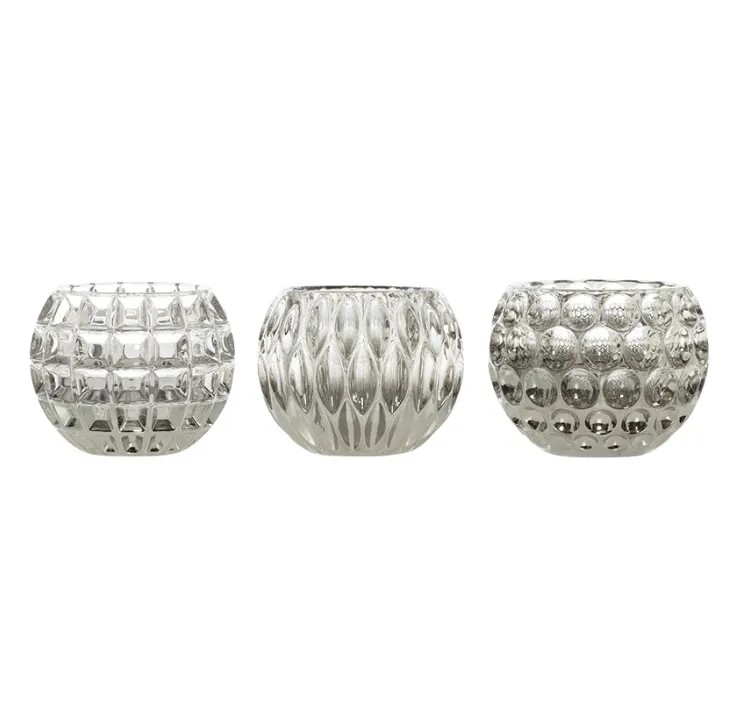 Silver Bowls Faceted Side Set 3 
