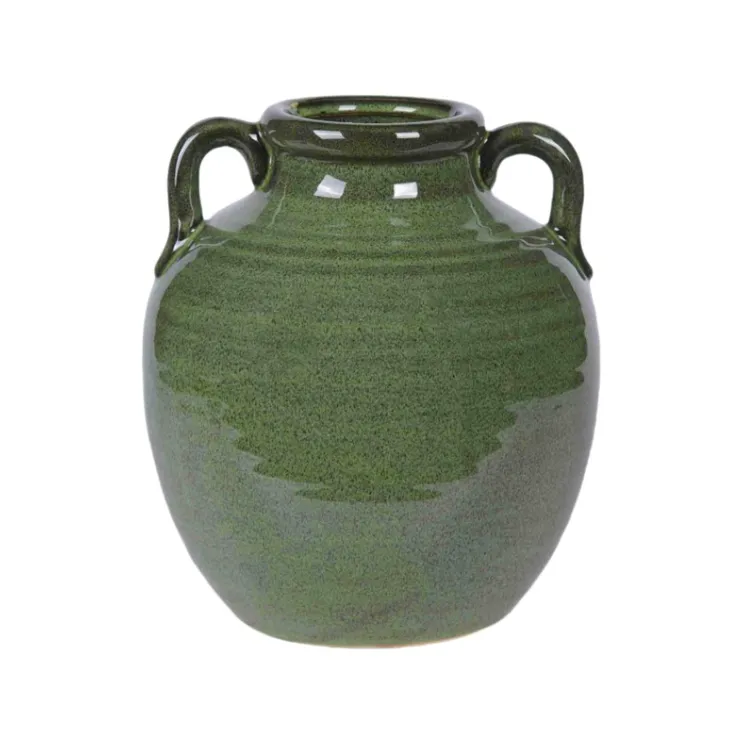 Ceramic Green Vase with Handles