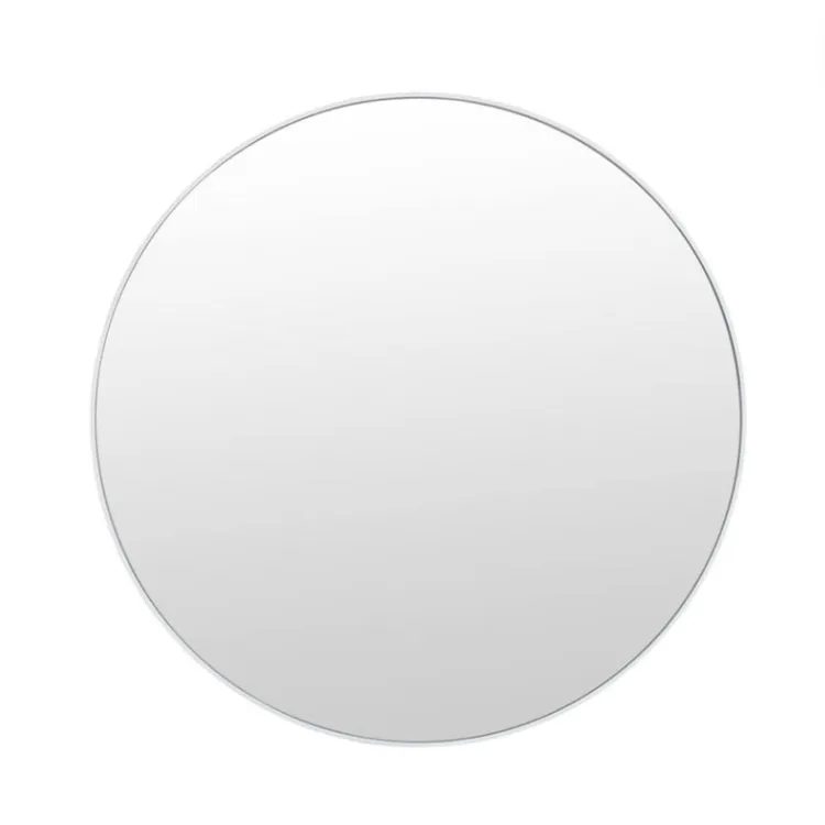 White Round Mirror Metal Frame 90cm