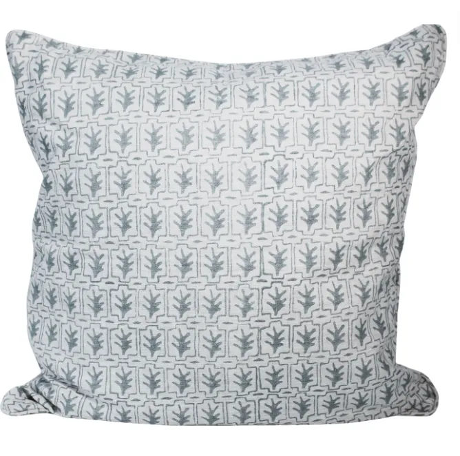 Walter blue tree block print feather cushion